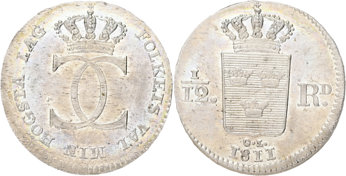 KARL XIII (1809-1818). 1/12 riksdaler 1811