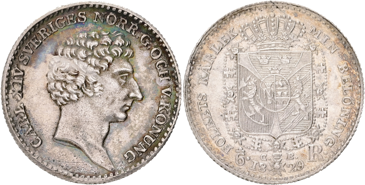 KARL XIV JOHAN (1818-1844). 1/6 riksdaler 1829