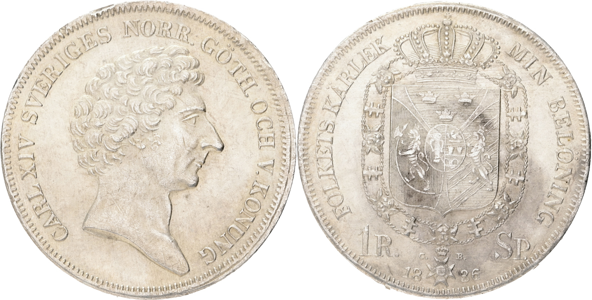 KARL XIV JOHAN (1818-1844). Riksdaler specie 1836