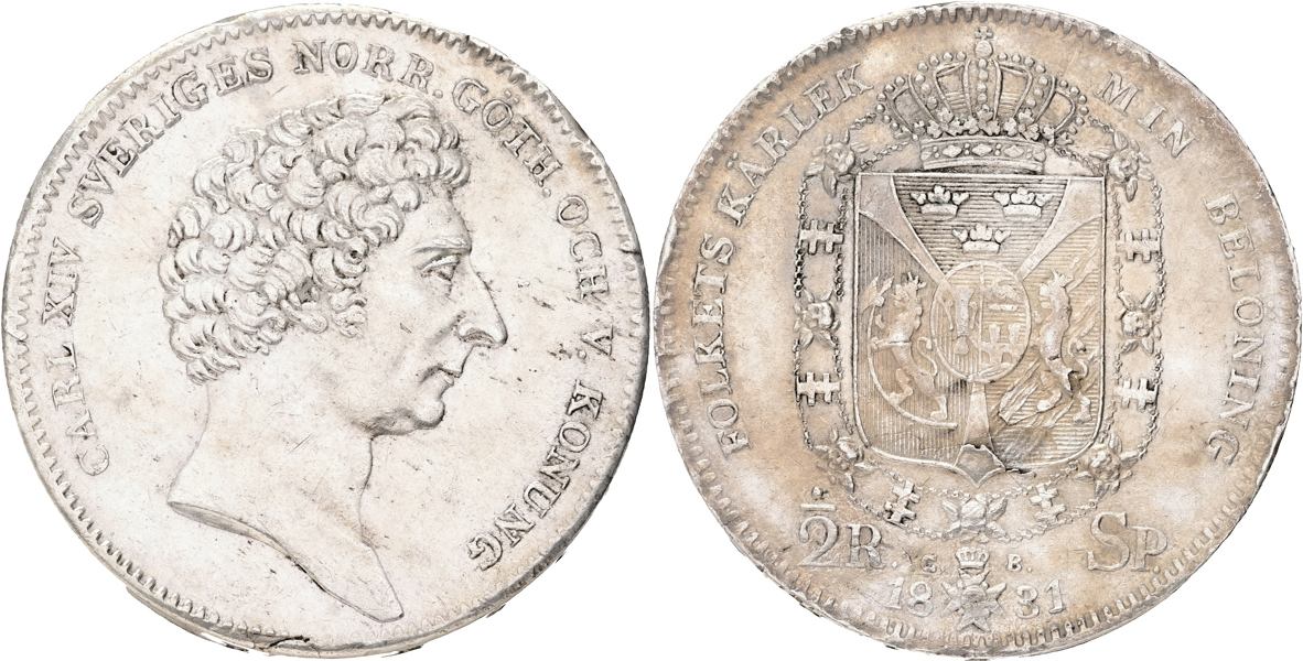 KARL XIV JOHAN (1818-1844). 1/2 riksdaler specie 1831