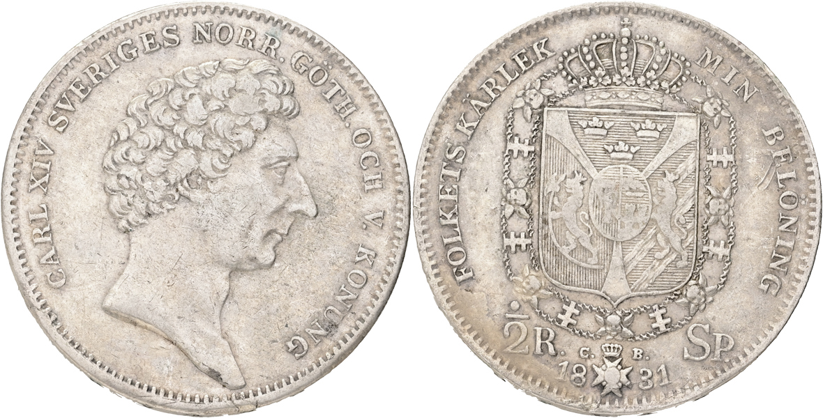 KARL XIV JOHAN (1818-1844). 1/2 riksdaler specie 1831