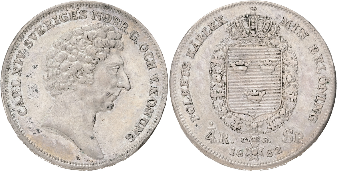 KARL XIV JOHAN (1818-1844). 1/4 riksdaler specie 1832