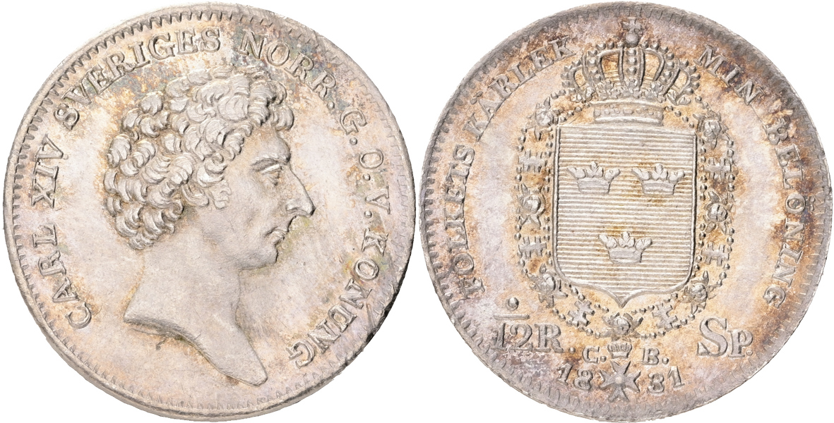 KARL XIV JOHAN (1818-1844). 1/12 riksdaler specie 1832