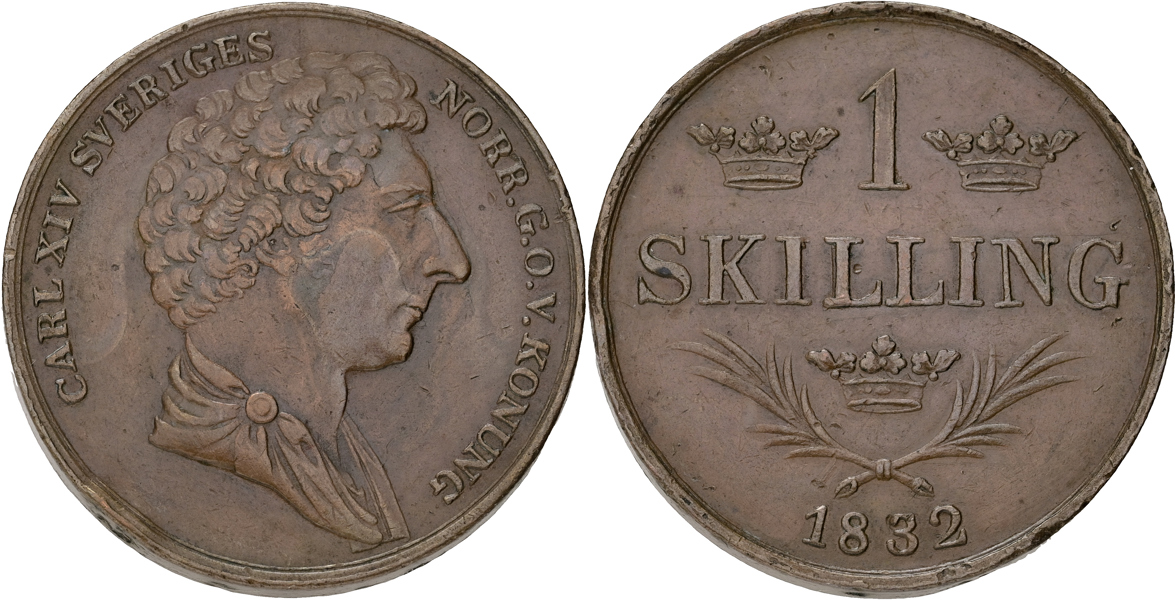 KARL XIV JOHAN (1818-1844). Skilling 1832