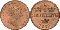 KARL XIV JOHAN (1818-1844). 1/6 skilling 1832