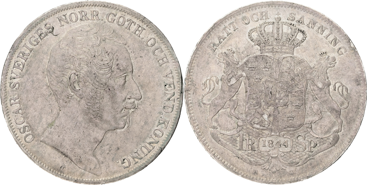 OSKAR I (1844-1859). Riksdaler specie 1844