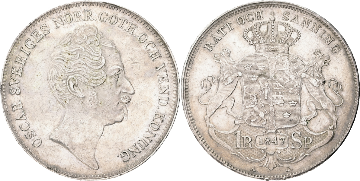 OSKAR I (1844-1859). Riksdaler specie 1847