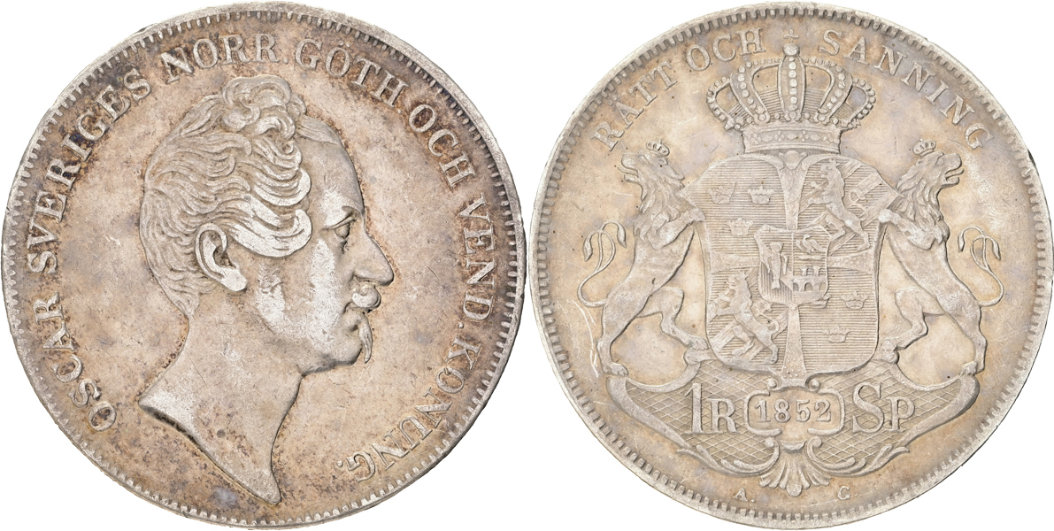 OSKAR I (1844-1859). Riksdaler specie 1852