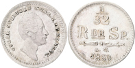 OSKAR I (1844-1859). 1/32 riksdaler specie 1853