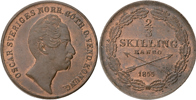 OSKAR I (1844-1859). 2/3 skilling banco 1855