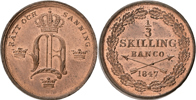 OSKAR I (1844-1859). 1/3 skilling banco 1847