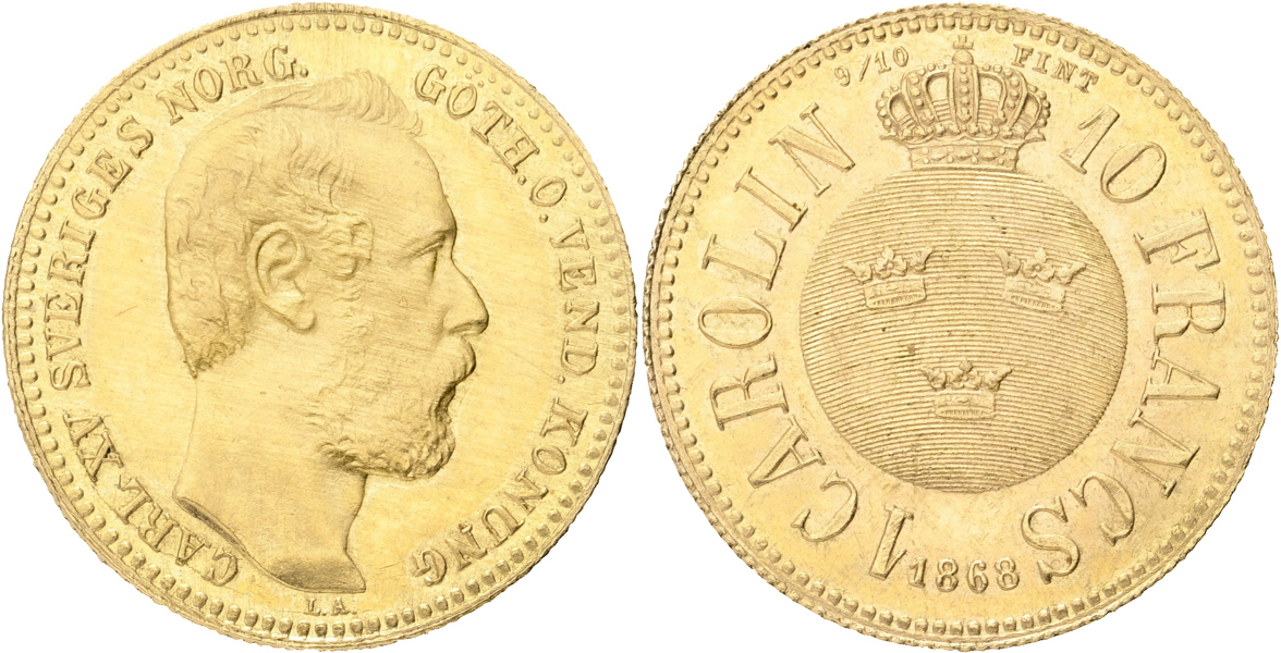 KARL XV (1859-1872). Carolin 1868