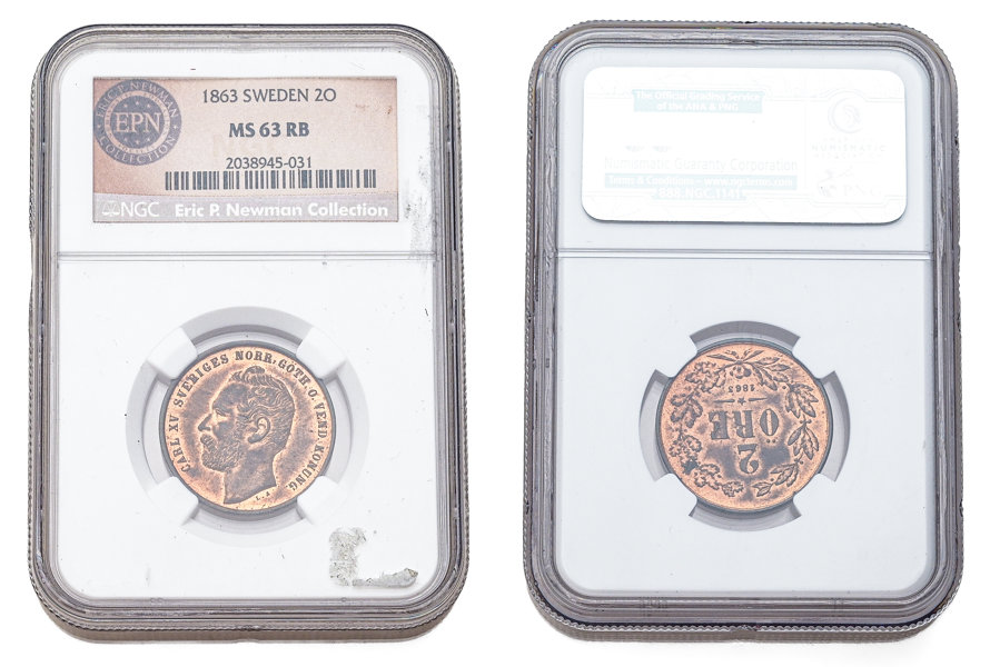 KARL XV (1859-1872). 2 öre 1863