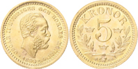 OSKAR II (1872-1907). 5 kronor 1899