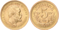 OSKAR II (1872-1907). 5 kronor 1901