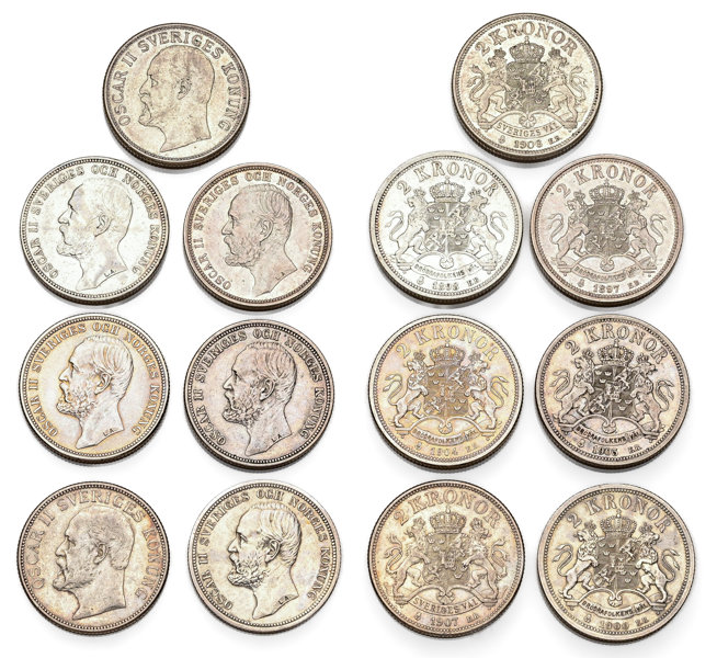 OSKAR II (1872-1907). Lot of 7