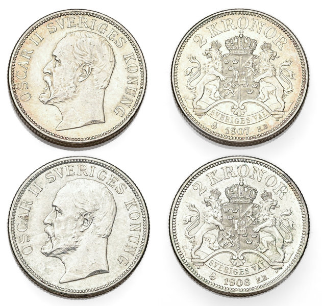 OSKAR II (1872-1907). Lot of 2