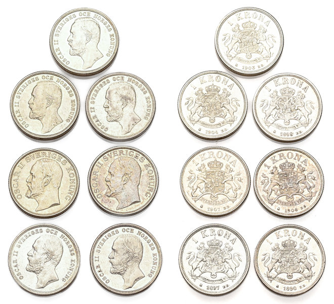OSKAR II (1872-1907). Lot of 7