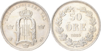OSKAR II (1872-1907). 50 öre 1883