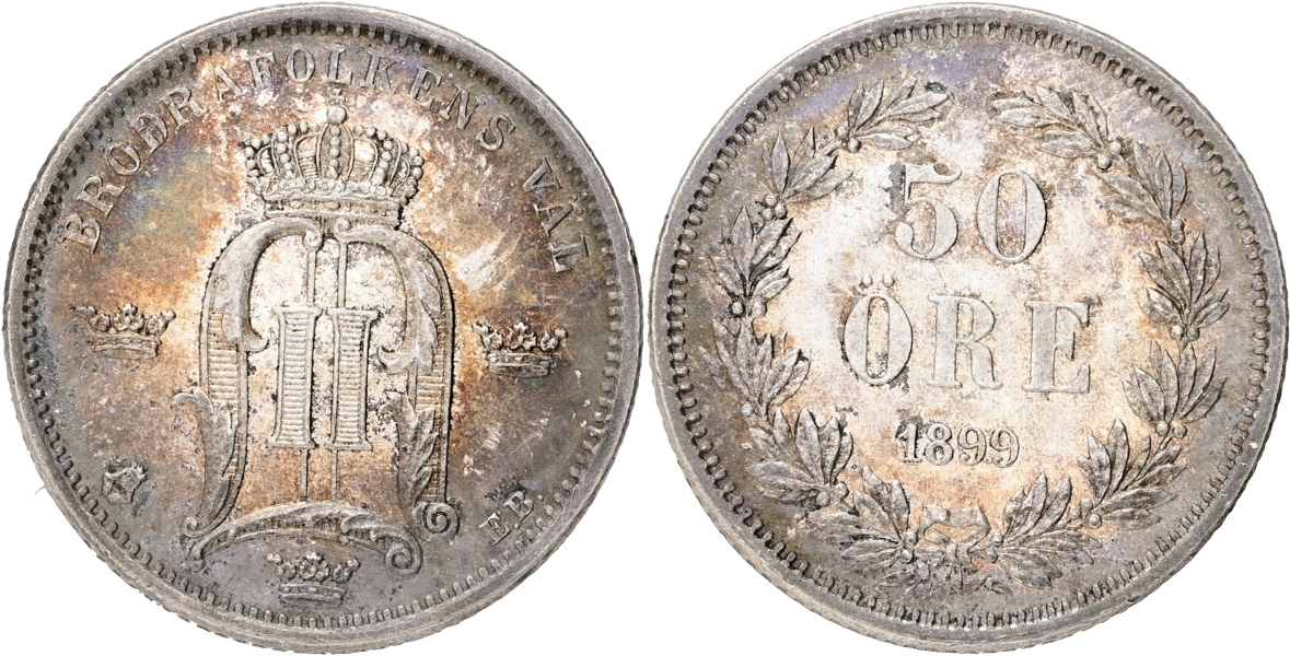 OSKAR II (1872-1907). 50 öre 1899