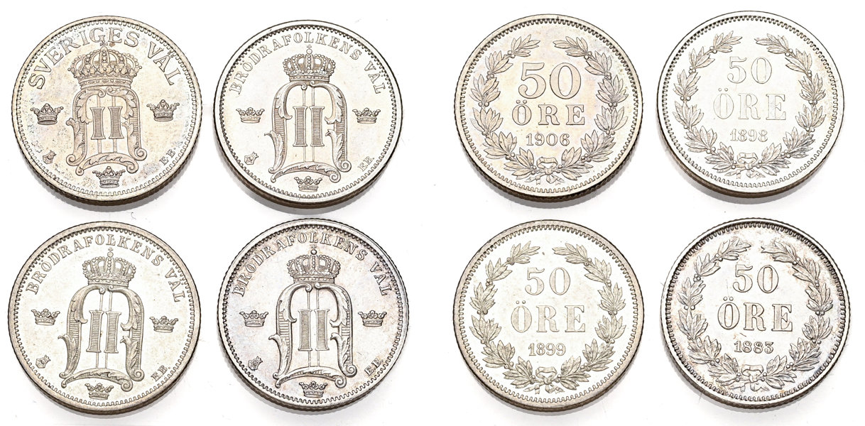 OSKAR II (1872-1907). Lot of 4