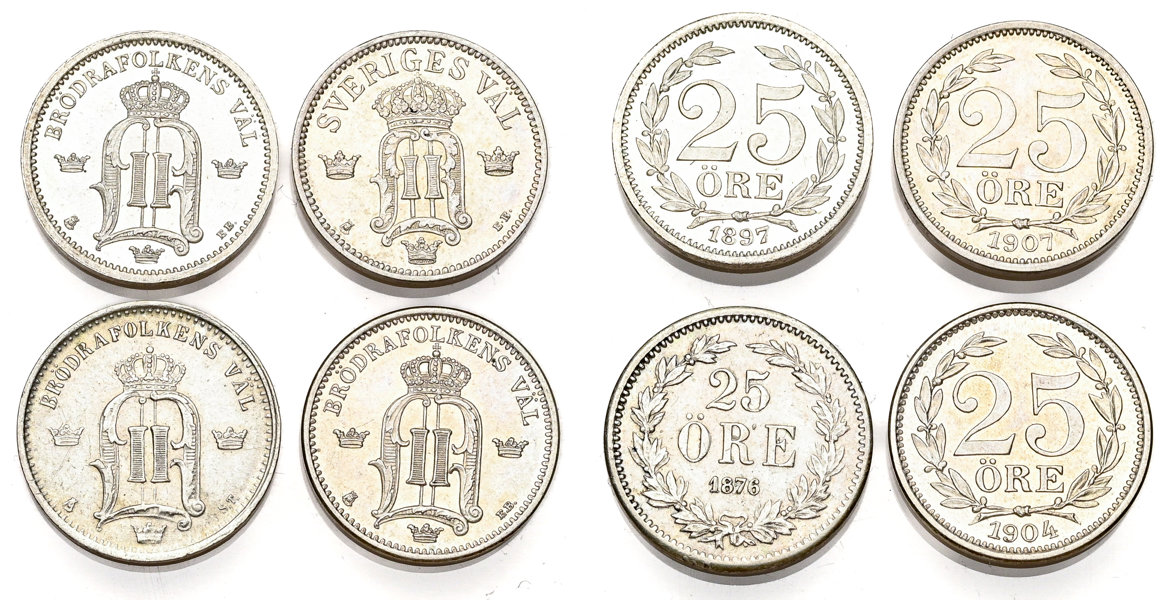 OSKAR II (1872-1907). Lot of 4