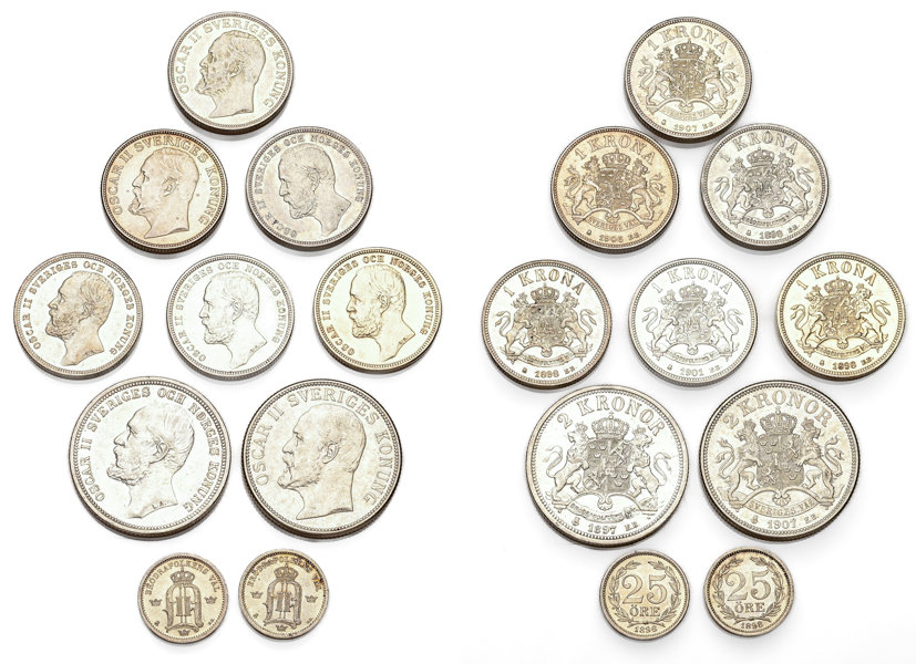 OSKAR II (1872-1907). Lot of 10