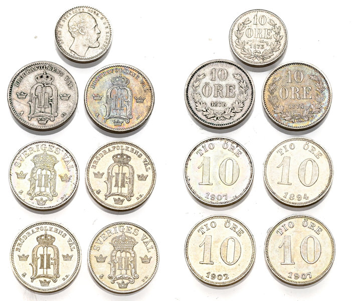 OSKAR II (1872-1907). Lot of 7