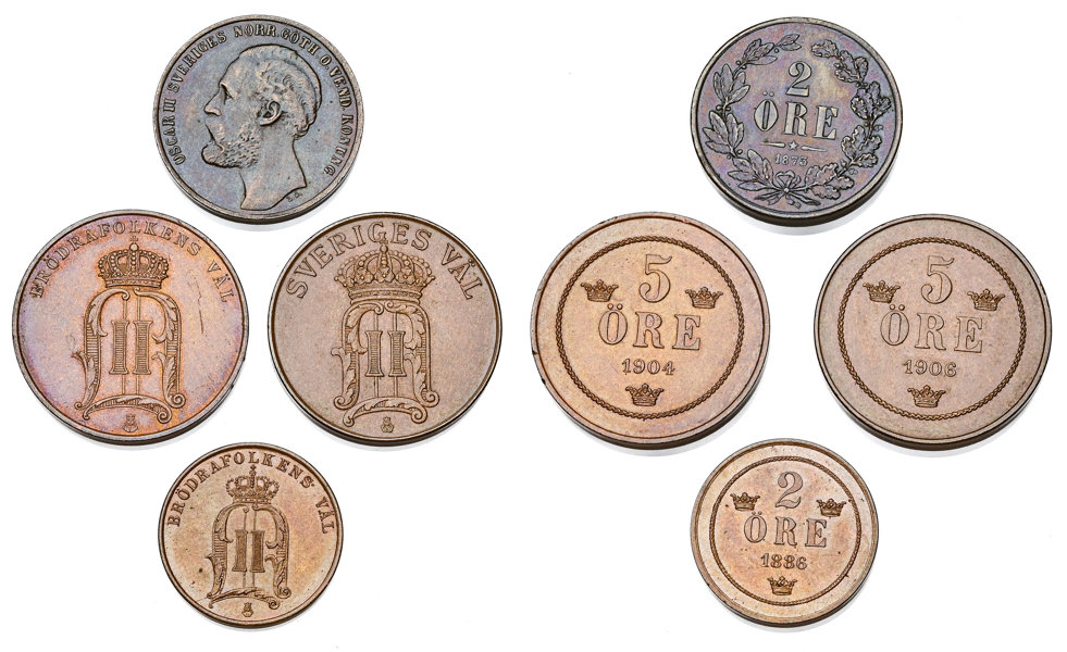 OSKAR II (1872-1907). Lot of 4