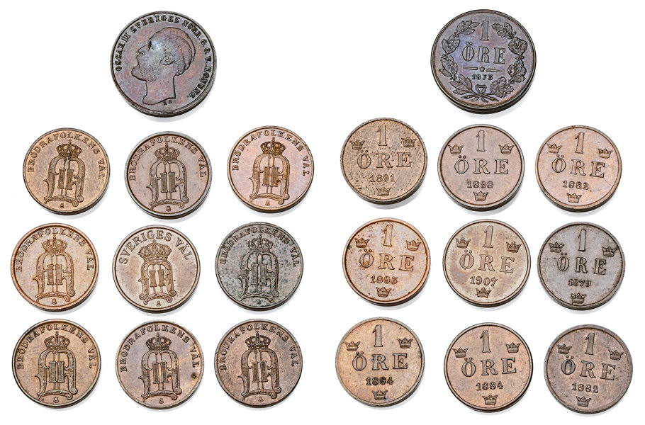 OSKAR II (1872-1907). Lot of 10