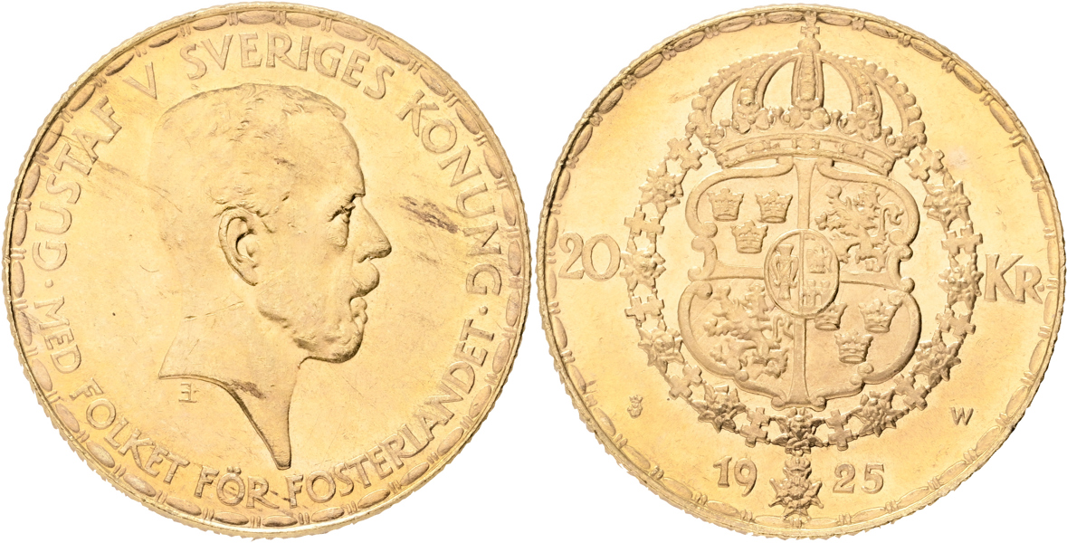 GUSTAV V (1907-1950). 20 kronor 1925
