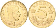 GUSTAV V (1907-1950). 5 kronor 1920