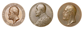 Oskar II. Frimurarmedaljer. Lot of 3.