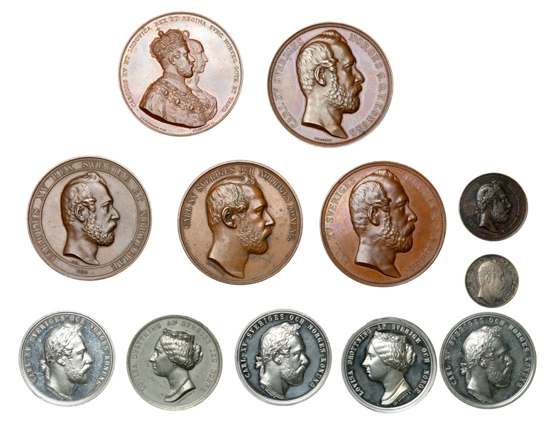 Karl XV Johan. Lot of 12