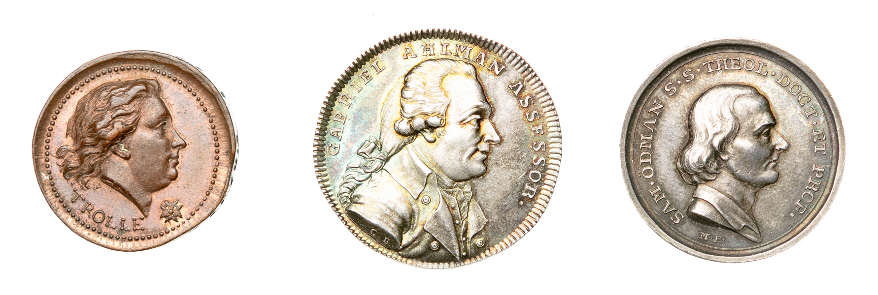 Tre personmedaljer. Lot of 3