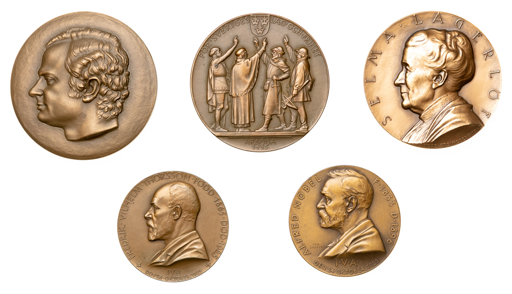 Fem svenska bronsmedaljer. Lot of 5