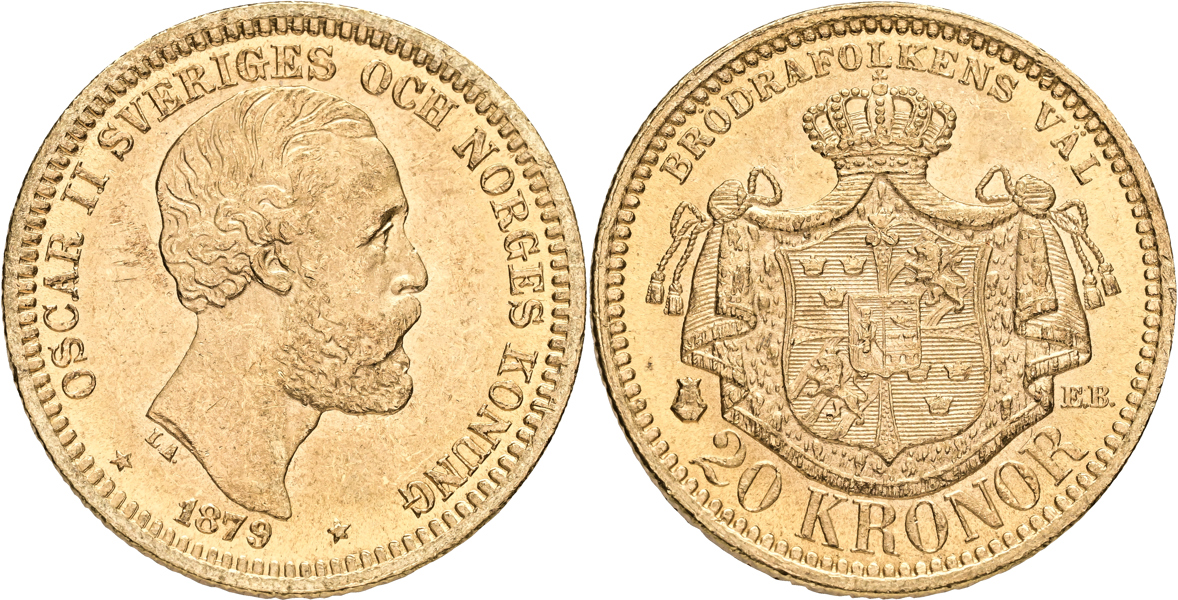 OSKAR II (1872-1907). 20 kronor 1879
