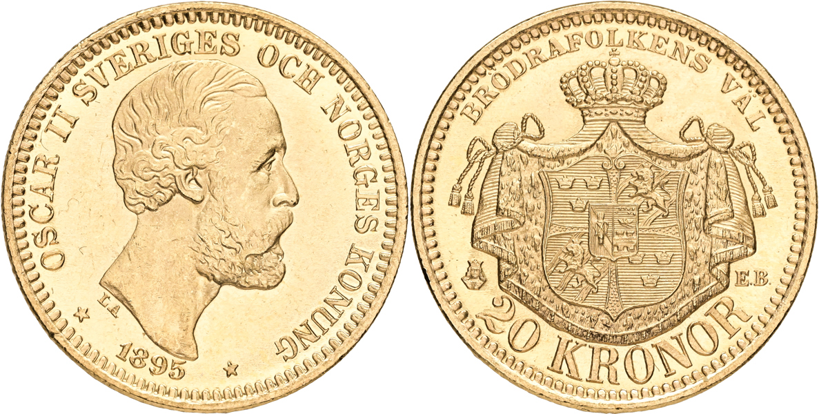 OSKAR II (1872-1907). 20 kronor 1895