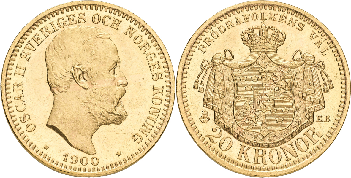 OSKAR II (1872-1907). 20 kronor 1900
