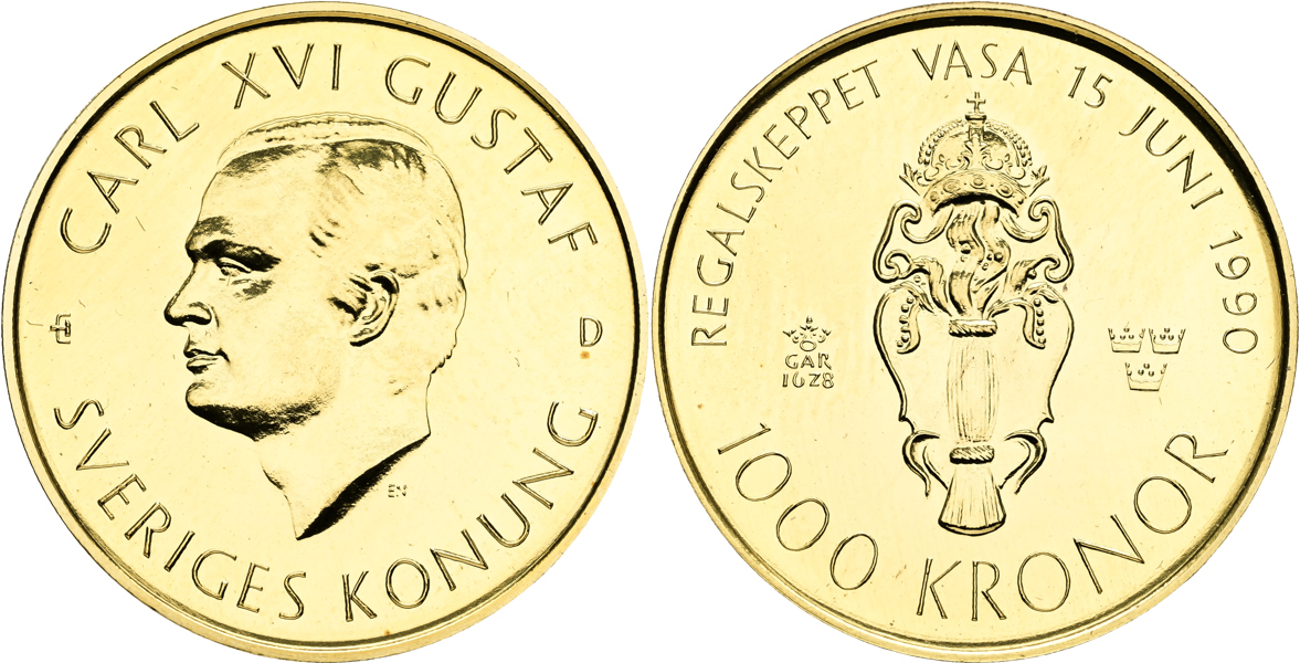 CARL XVI GUSTAF (1973 -). 1000 kronor 1990