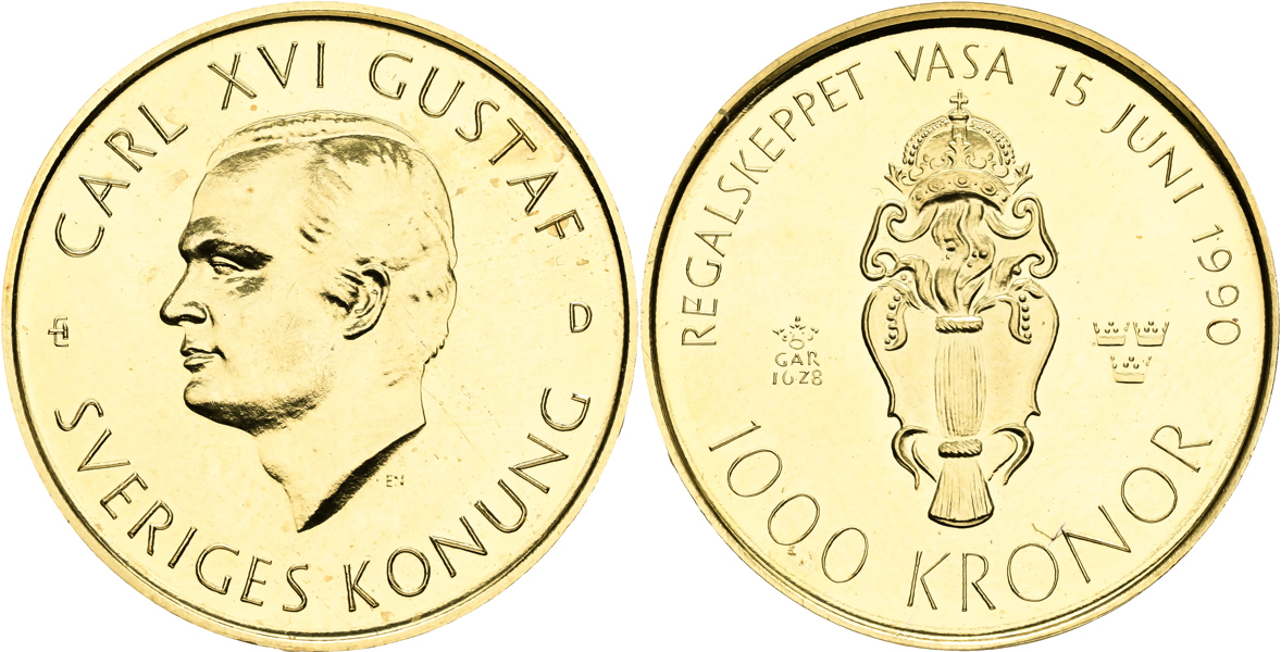 CARL XVI GUSTAF (1973 -). 1000 kronor 1990