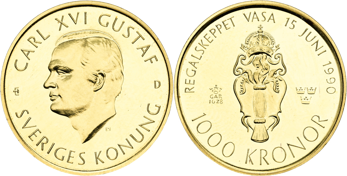 CARL XVI GUSTAF (1973 -). 1000 kronor 1990