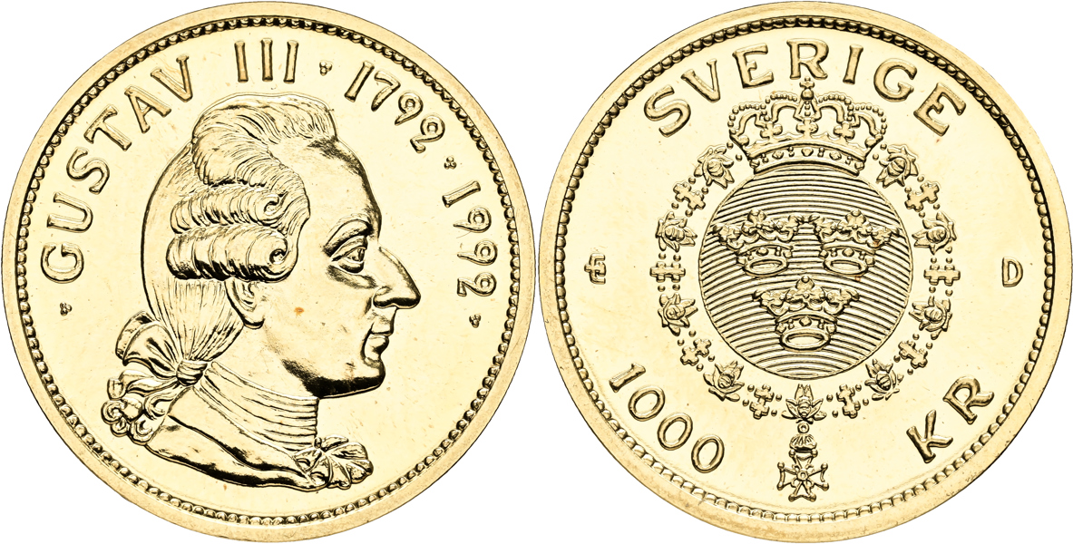 CARL XVI GUSTAF (1973 -). 1000 kronor 1992