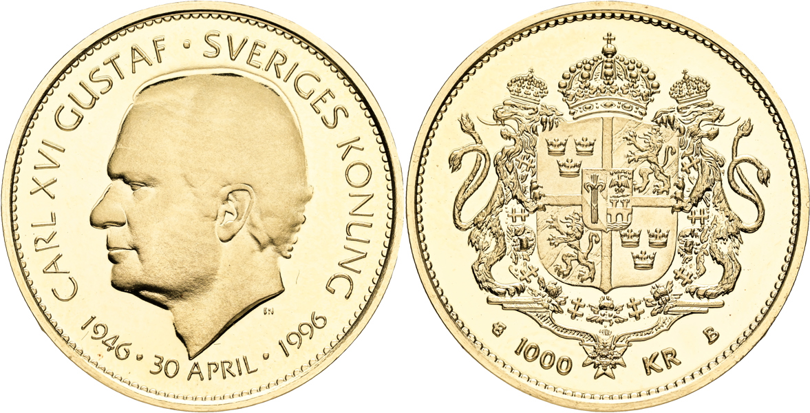 CARL XVI GUSTAF (1973 -). 1000 kronor 1996