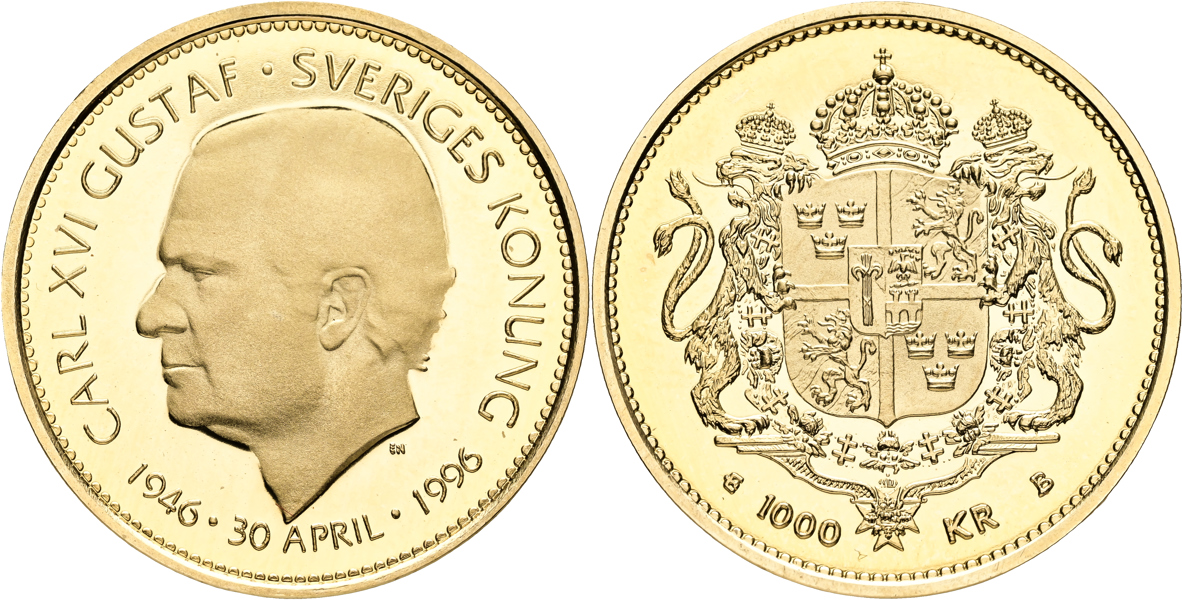 CARL XVI GUSTAF (1973 -). 1000 kronor 1996