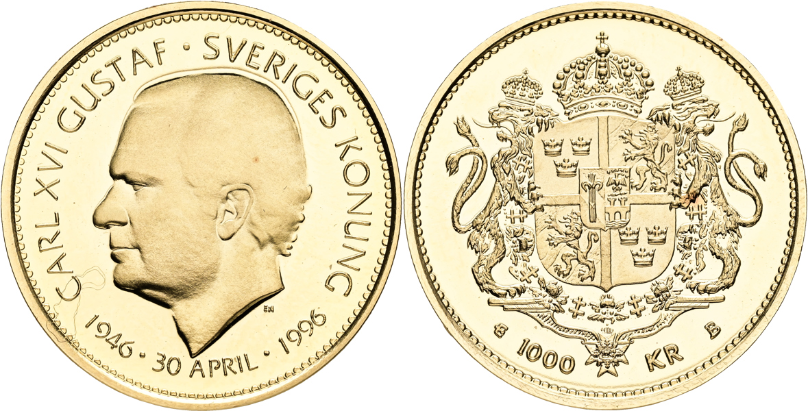 CARL XVI GUSTAF (1973 -). 1000 kronor 1996
