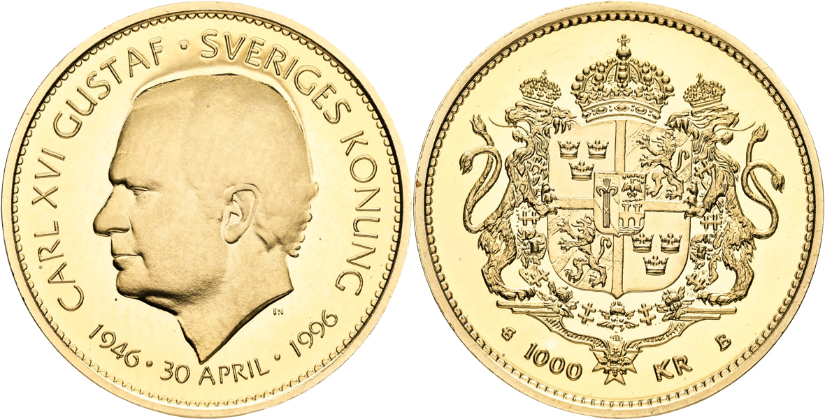 CARL XVI GUSTAF (1973 -). 1000 kronor 1996