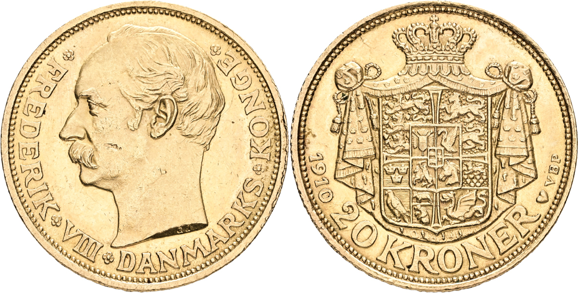 DANMARK / DENMARK. 20 kroner 1910