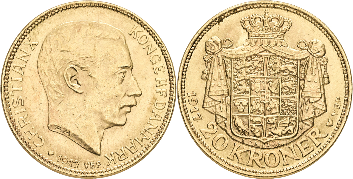DANMARK / DENMARK. 20 kroner 1917
