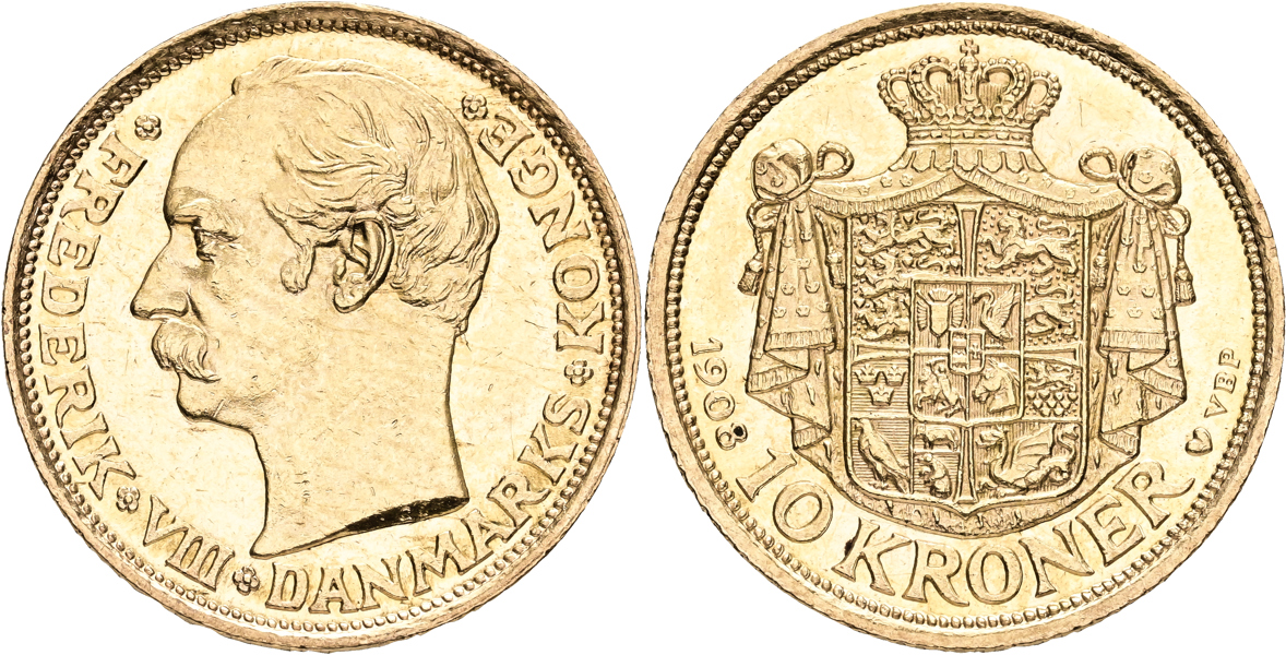 DANMARK / DENMARK. 10 kroner 1908